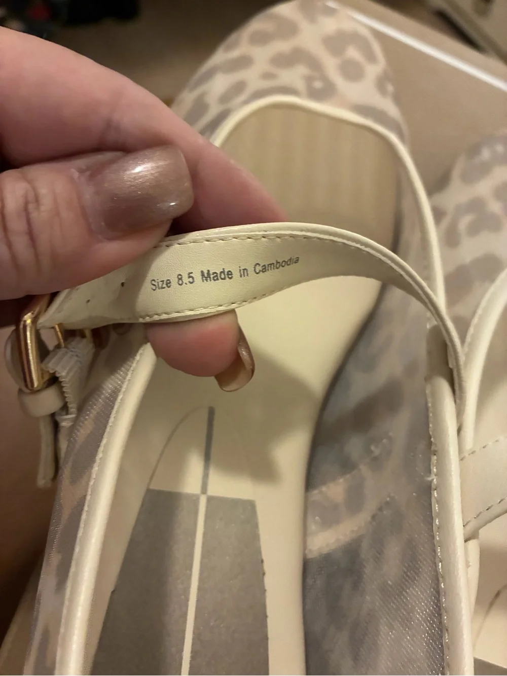 NIB Dolce Vita Roslyn White Leopard Mesh Mary Jane Flats Size 8.5